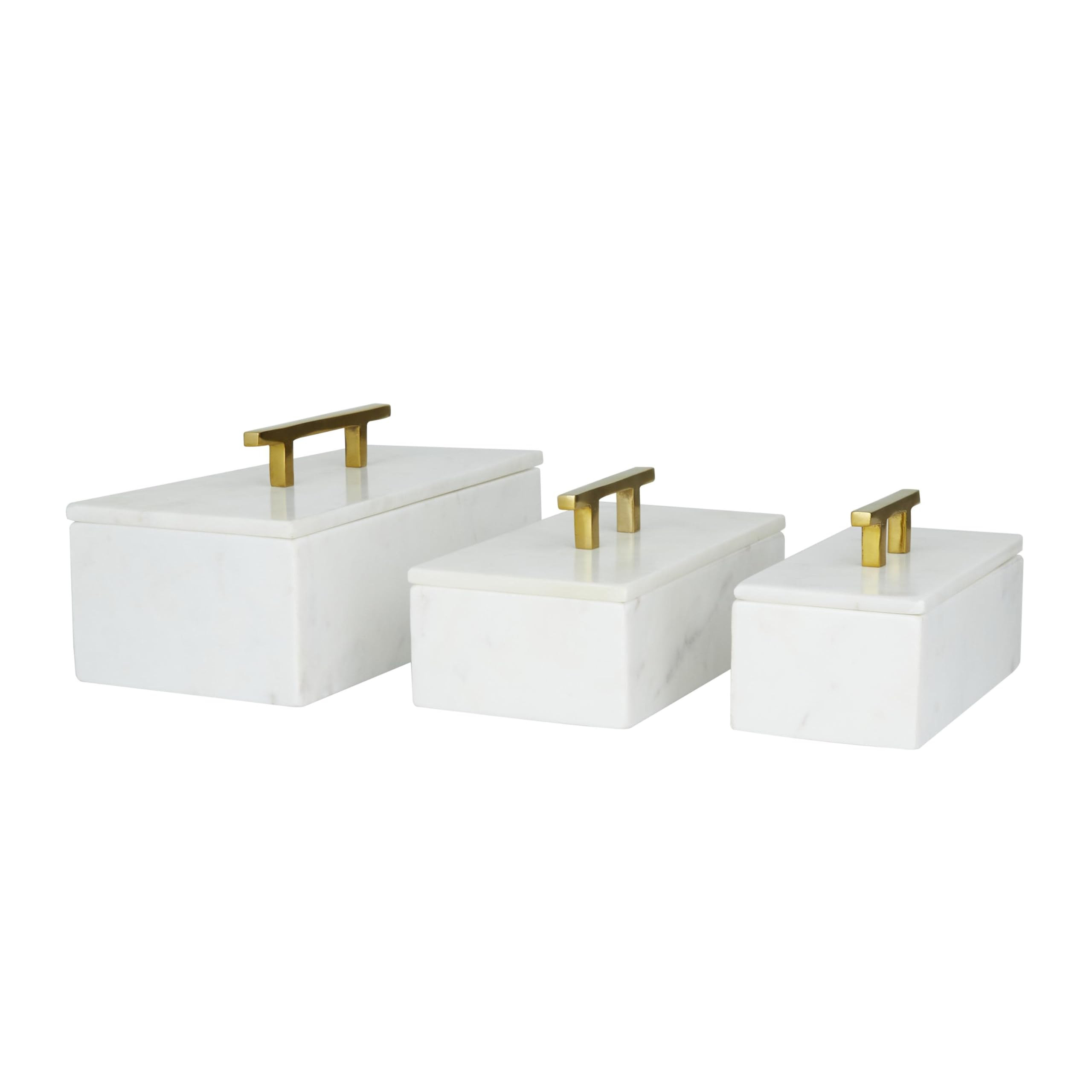 Deco 79 Marble Decorative Box Decorative Keepsake Boxes with Gold Handle, Set of 3 Storage Boxes ... | Amazon (US)