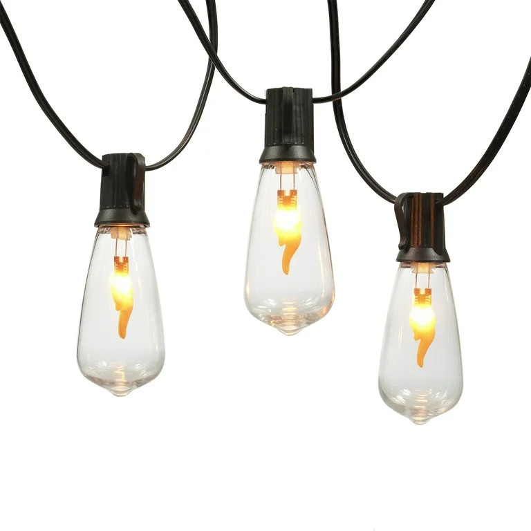 Better Homes & Gardens 10-Count Flickering Flame LED Outdoor Edison String Lights | Walmart (US)