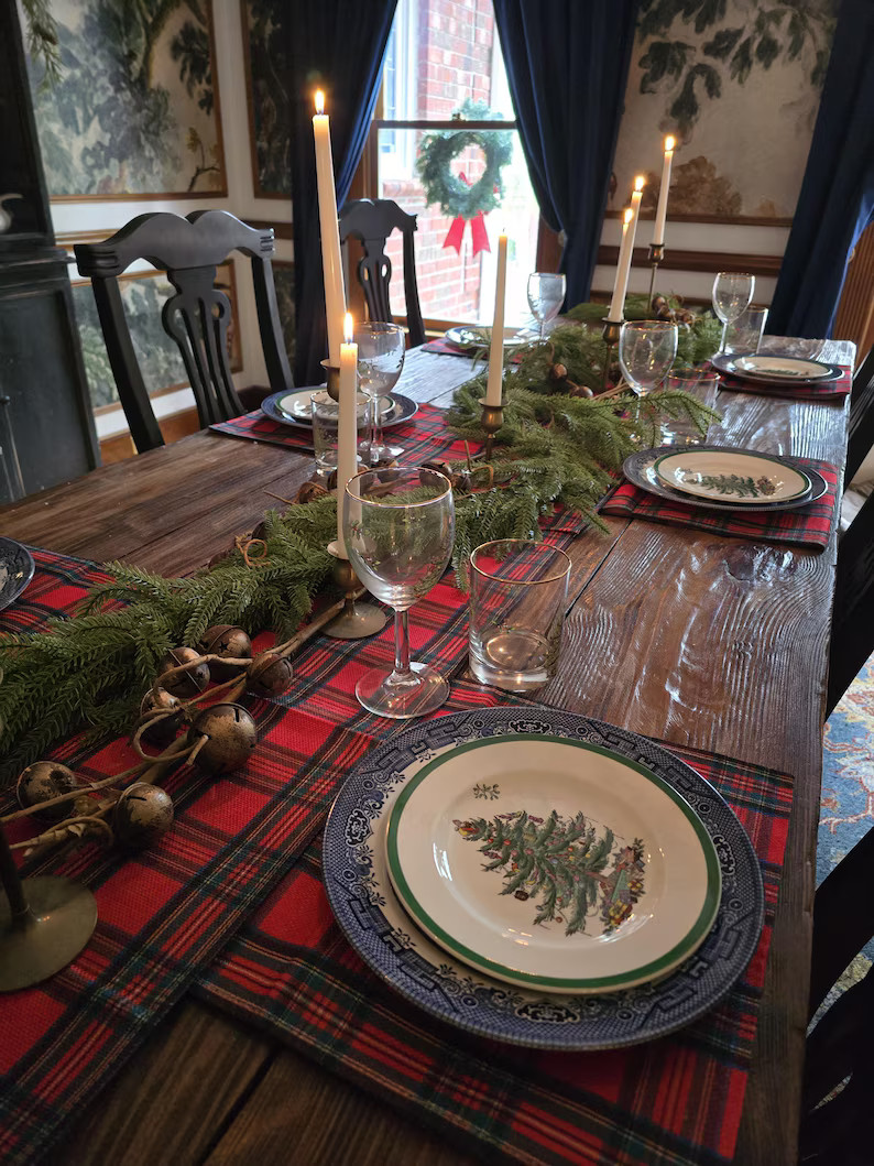 Christmas Plaid Tartan Table Runner - Ralph Lauren Style Plaid Xmas Washable Table Decoration for... | Etsy (US)