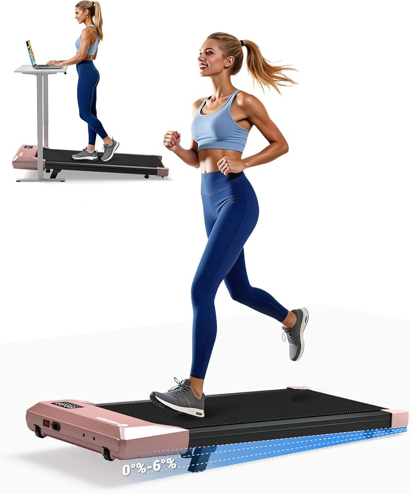 DeerRun Walking Pad Treadmill with 6% Manual Incline, Under Desk Treadmill for Home Office & Smal... | Amazon (US)