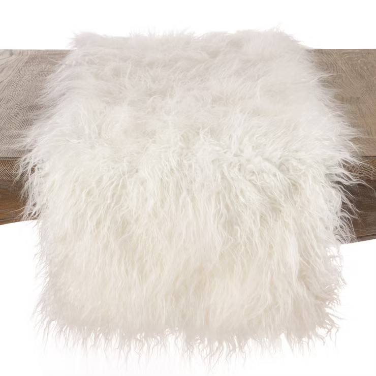 Saro Lifestyle Faux Fur Mongolian Table Runner | Target