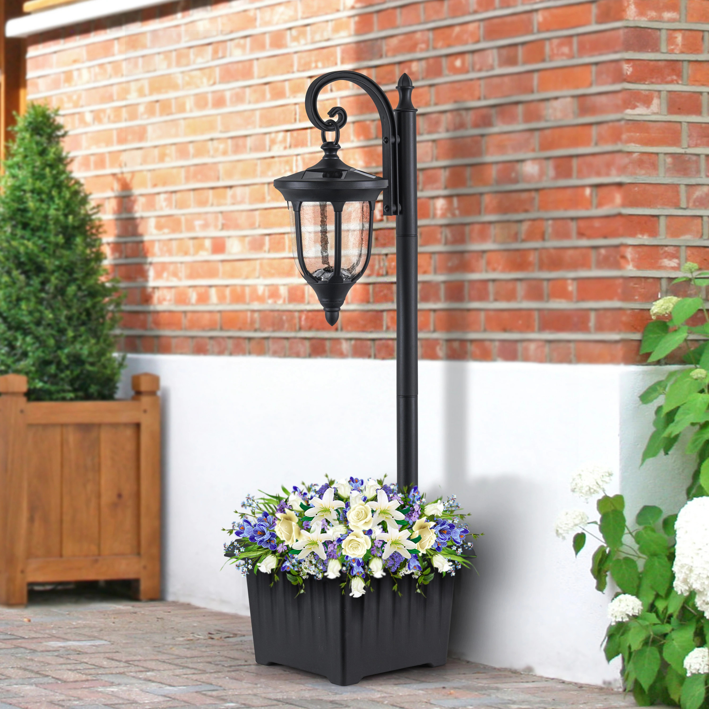 C Cattleya Integrated LED Solar Outdoor Post Light with Planter - On Sale - Overstock - 38073823 | Overstock