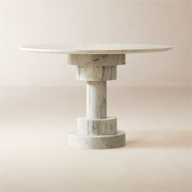 Kota Round Marble Dining Table 47.5" + Reviews | CB2 | CB2
