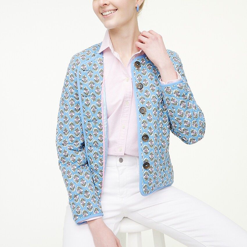 Block-print quilted jacket | J.Crew Factory