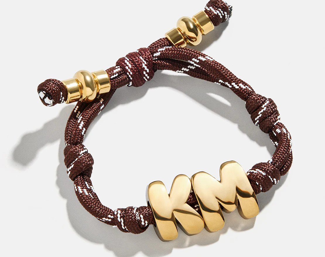 Knotty Initial Custom Bracelet - Brown Double Letters | BaubleBar
