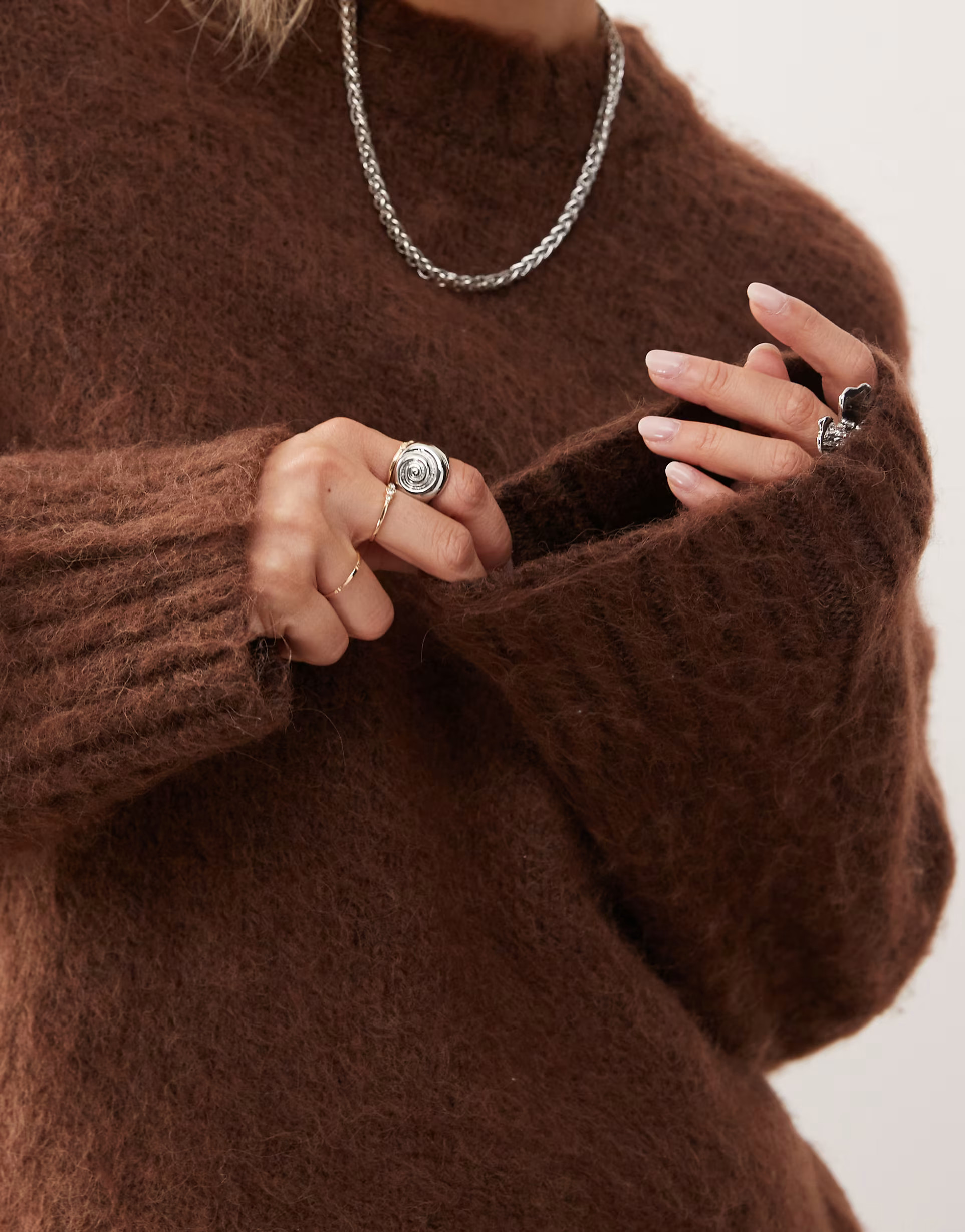 Monki relaxed crew neck sweater in chocolate brown | ASOS | ASOS (Global)