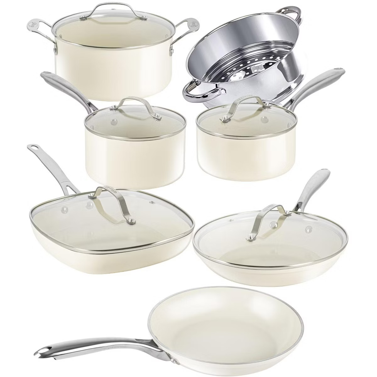 Gotham Steel Cream 12-Piece Ultra Nonstick Ceramic Cookware Set with Stay Cool Handles | Target