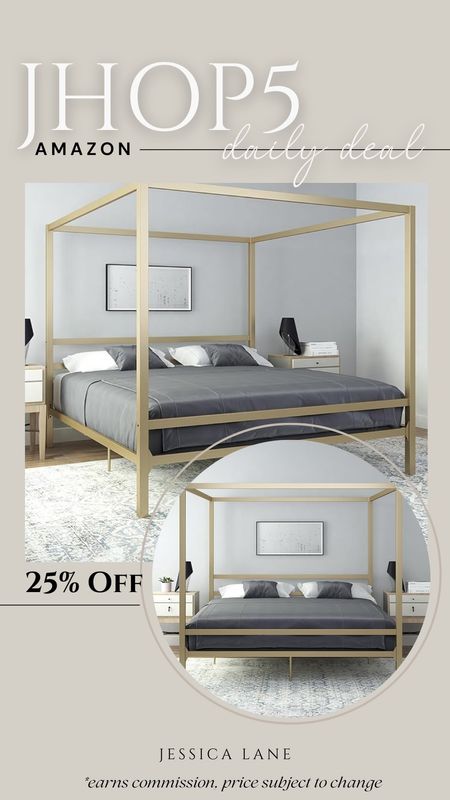 Amazon daily deal, save 25% on this gorgeous gold modern canopy bed frame. Canopy bed, bedroom furniture, bed, gold bed, gold bed frame, gold canopy bed, Amazon furniture, Amazon bedroom, Amazon home, Amazon deal

#LTKSaleAlert #LTKHome #LTKStyleTip