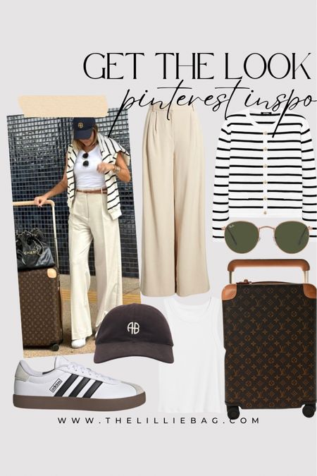 Chic airport travel outfit! Pinterest inspo. Trousers are on sale for under $50.

Travel outfit. Airport outfit. Sneakers. Amazon finds. Designer luggage. Sunglasses. 

#LTKTravel #LTKStyleTip #LTKSaleAlert