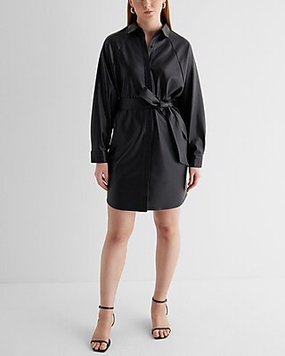 Faux Leather Boyfriend Mini Portofino Shirt Dress | Express