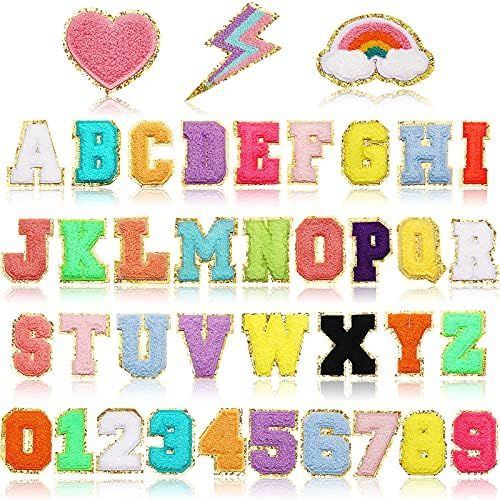 39 Piece Chenille Letter Patches Iron on Letters Varsity Letter Patches Number Patches for Jacket... | Amazon (US)