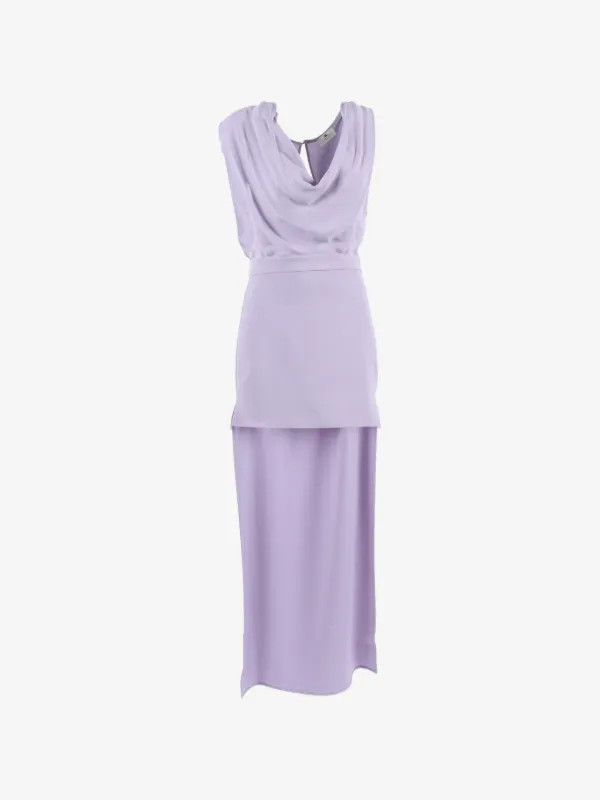 dress in viscose georgette and cr\u00eape fabrics with train | Farfetch Global
