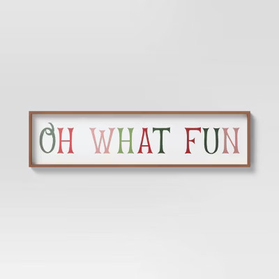 40" x 10" Oh What Fun Wood Framed Wall Canvas Brown - Threshold™ | Target