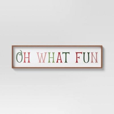 40&#34; x 10&#34; Oh What Fun Wood Framed Wall Canvas Brown - Threshold&#8482; | Target