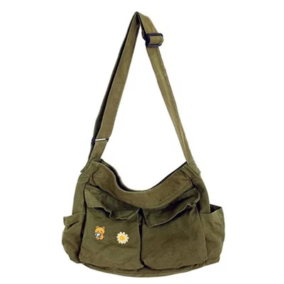 Canvas Messenger Bag Large Hobo Crossbody Bags with Multiple Pockets,School Vintage Shoulder Laptop Bag for Women and Men-ArmyGreen | Target