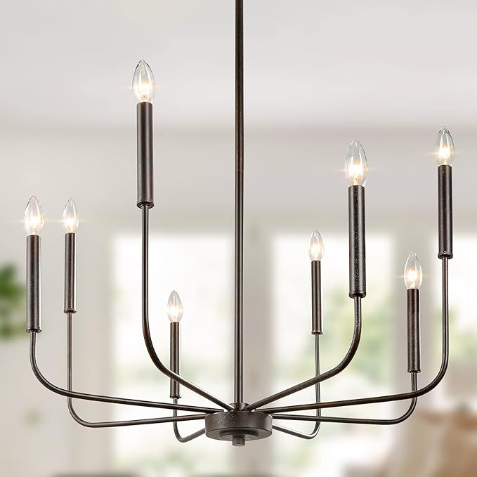 LALUZ Chandelier, Dining Room Lighting Fixtures Hanging, Chandelier Light Fixture with Dark Brown... | Amazon (US)