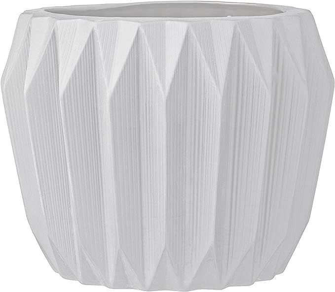 Bloomingville Round Fluted Ceramic Flower Pot, 8 Inch x 6 Inch, White | Amazon (US)