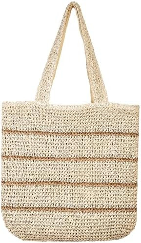 TOFUNTOY Straw Beach Bag for Women Summer Handmade Woven Shoulder Beach Tote Bag Large Capacity T... | Amazon (US)