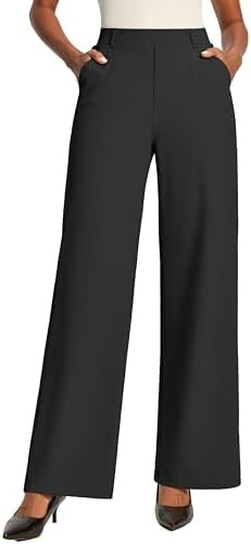 IUGA Womens Dress Pants Wide Leg Pull On Work Pants Women Stretchy High Waisted Business Casual T... | Amazon (US)