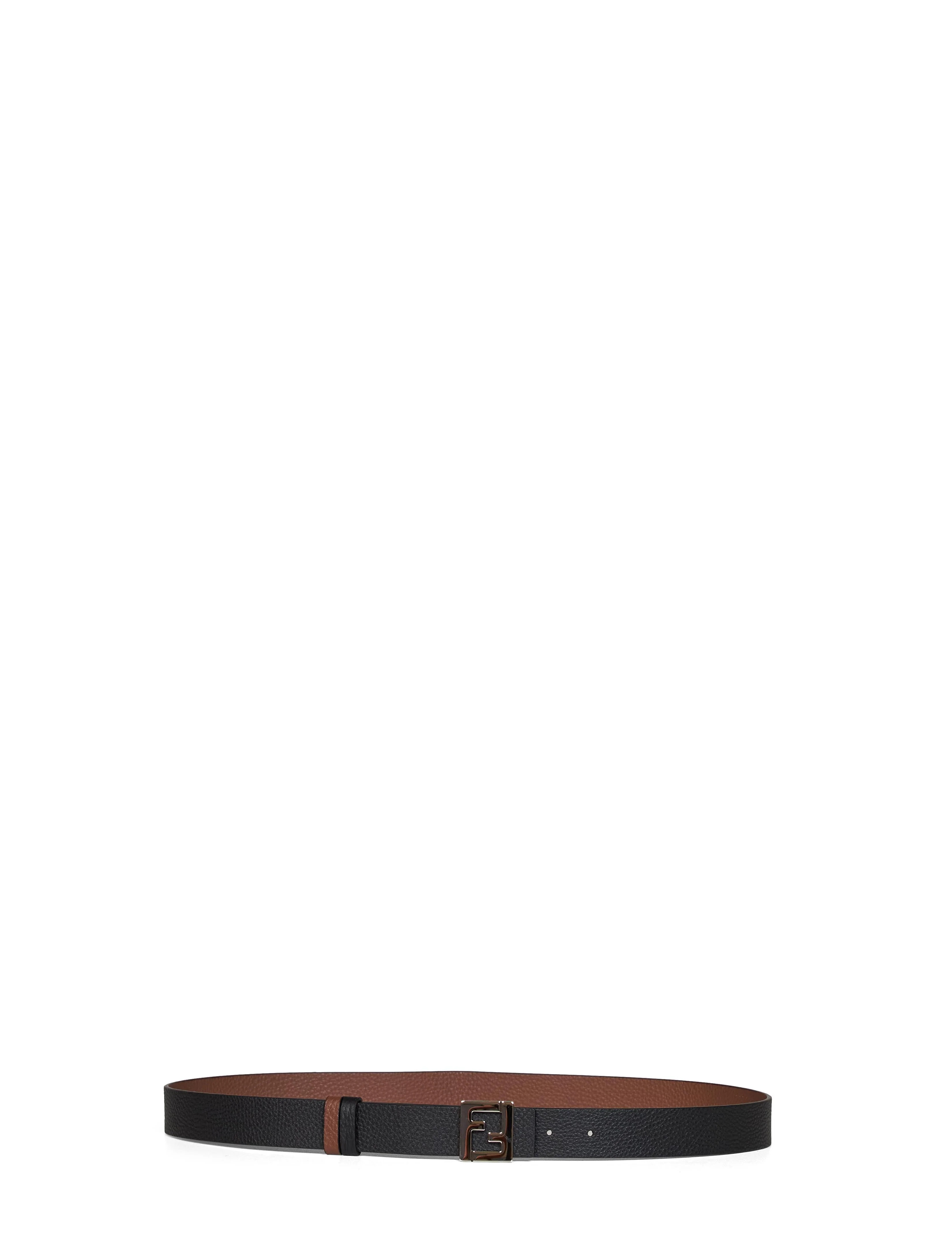 Fendi Reversible Leather FF Belt — Black - 95 cm | Italist Inc.