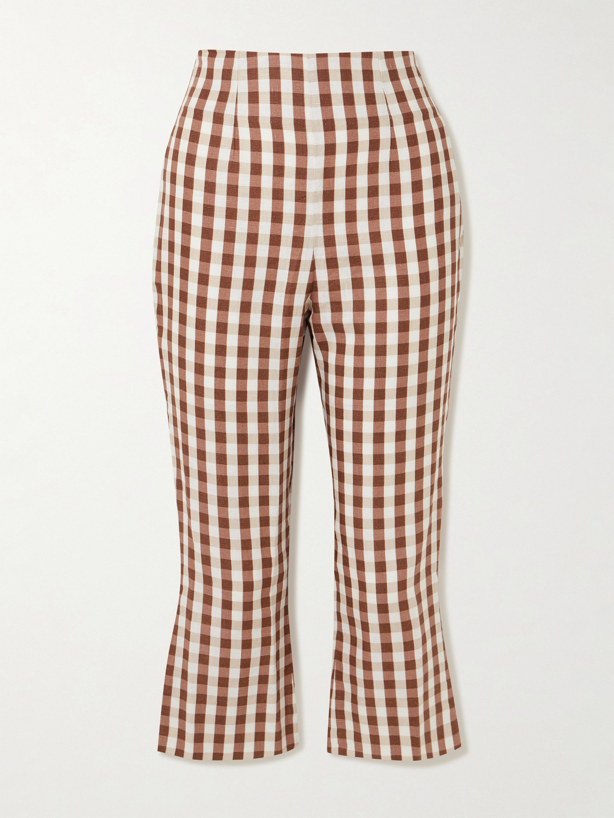 Faithfull - Valeria Gingham Linen Straight-leg Capri Pants - Brown | NET-A-PORTER (US)