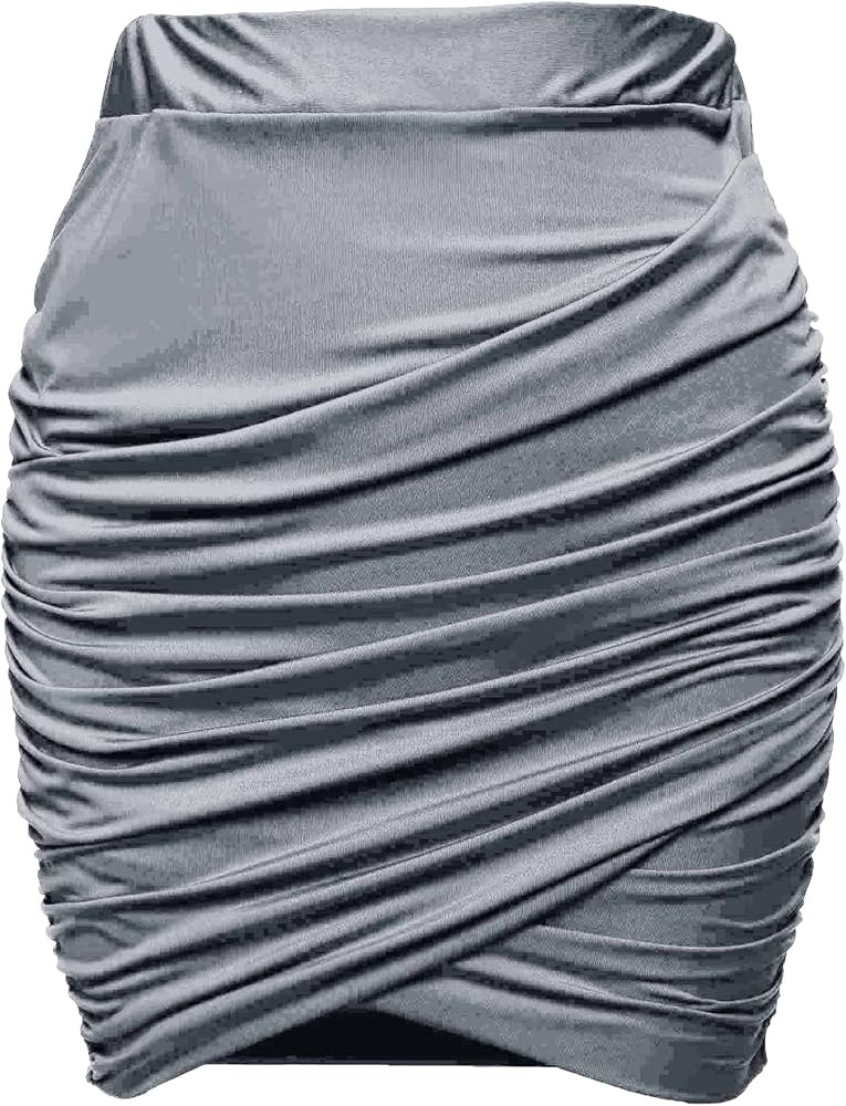 Zeagoo Women Wrap Runched Stretch Draped Mini Pleated Bodycon Pencil Skirt | Amazon (US)