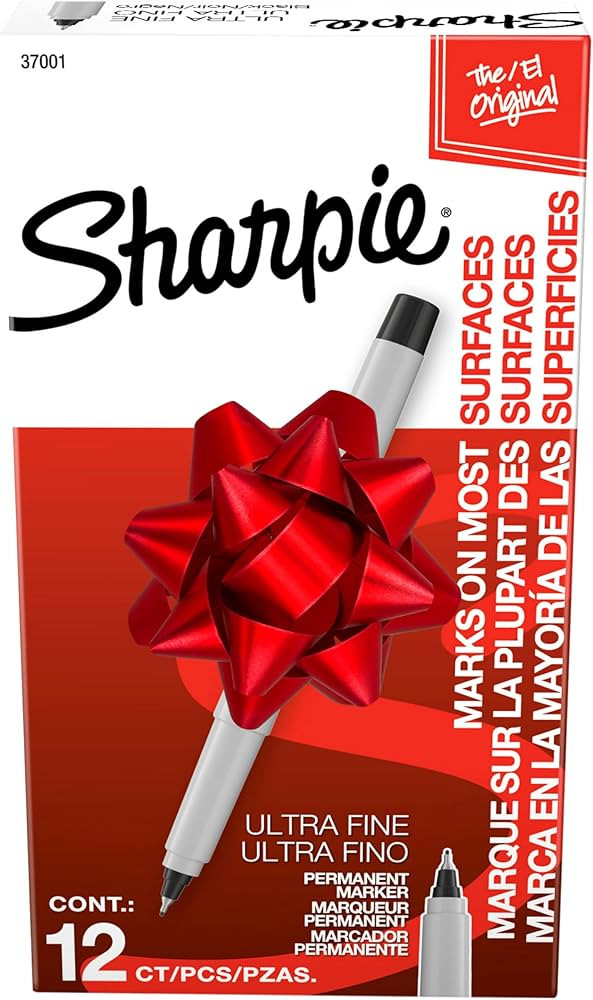 Sharpie Permanent Markers, Ultra Fine Tip, Black, 12 Count - For Classroom, Office, Home, Quick D... | Amazon (US)