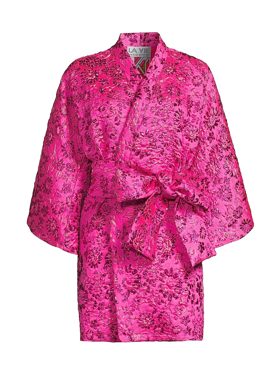 Women's Floral Brocade Wrap Minidress - Magenta | Saks Fifth Avenue