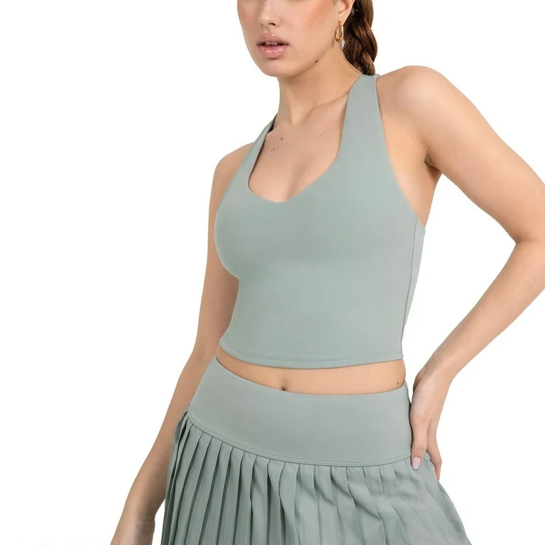 YITTY Active Women's UltraLuxe Built-in Bra Tank Top, Athleisure, 4-Way-Stretch, Sage Grey, L | Walmart (US)