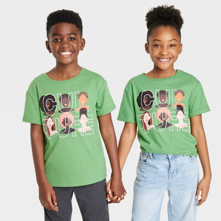 Black History Month Kids' Culture Short Sleeve T-Shirt - Green | Target