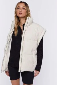 Faux Leather Zip-Up Puffer Vest | Forever 21 (US)