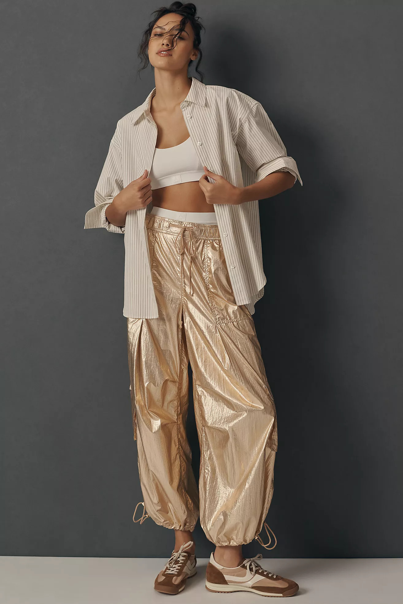 Daily Practice by Anthropologie Base Jump Parachute Pants: Metallic Edition | Anthropologie (US)