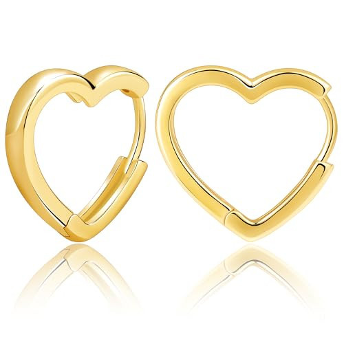 Gold Heart Hoop Earrings for Women Small Cute 14k Gold Plated Heart Shaped Huggie Hoop Earrings Valentine earrings for Women Hypoallergenic Minimalist Teacher Earring Valentine's Day Jewelry Gifts | Amazon (US)