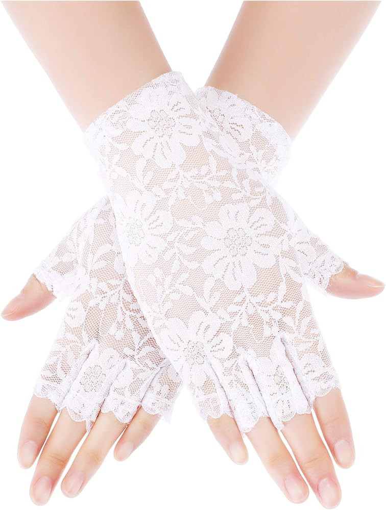 Skylety Sunblock Fingerless Bridal Lace Gloves Women Short Floral Gloves for Wedding Opera Tea Pa... | Amazon (US)