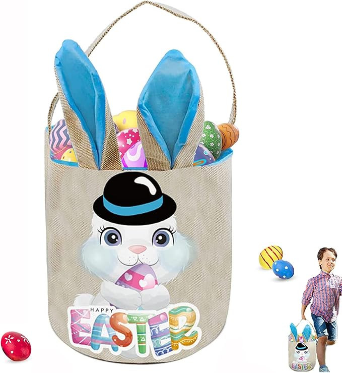 PADELO Easter Basket for Kids, Cute Easter Bucket Stuffers Bags with Bunny Ears for Easter Eggs H... | Amazon (US)