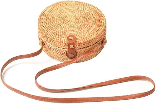 Women's Bali Rattan CrossbodyBags Handmade Straw Bags Bohemian Shoulder Bag | Amazon (US)