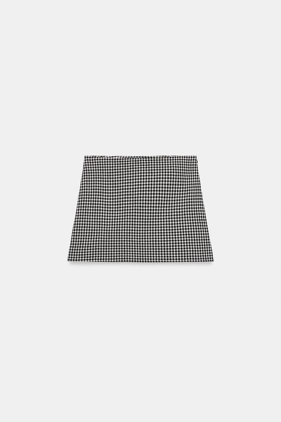 Zara - Check Skort - Black / White - M - Woman | Zara UK