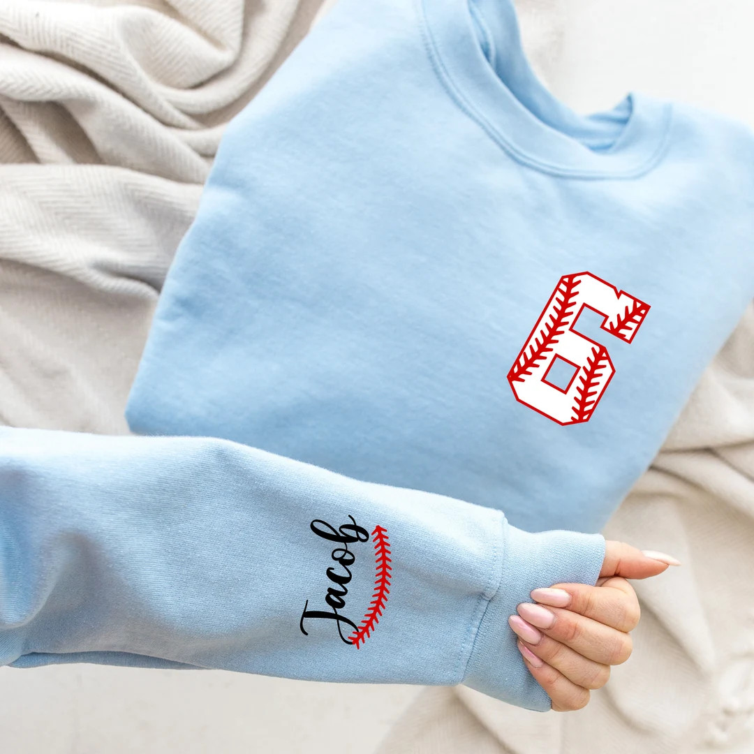 Baseball Stitch Sweatshirt, Custom Baseball Mom Sweatshirt, Baseball Number Sweatshirt, Your Name... | Etsy (US)
