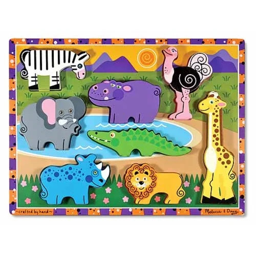 Melissa & Doug Safari Wooden Chunky Puzzle (8 pcs) | Walmart (US)