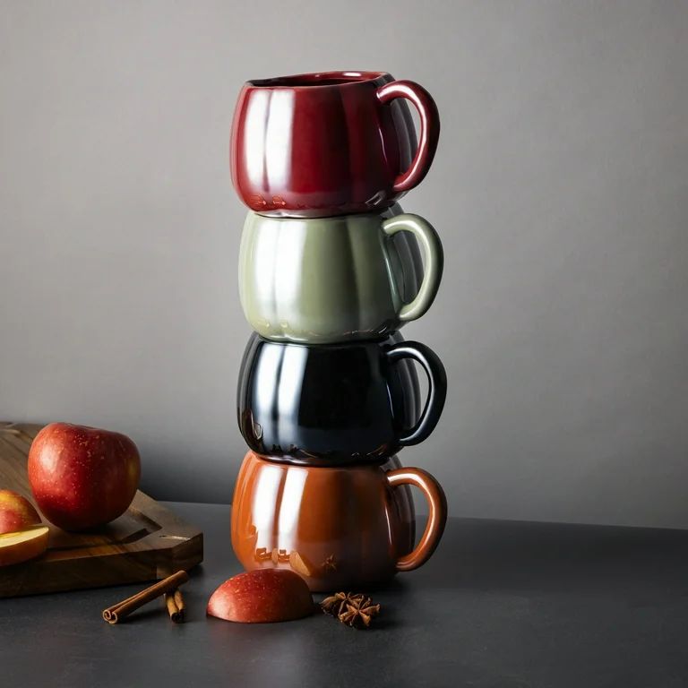 Thyme & Table 4-Pack 16oz Pumpkin Pearl Coffee Mugs - Walmart.com | Walmart (US)