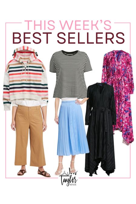 Plus size fashion best sellers this week: striped hoodie, striped tee, maxi dresses, midi skirt, and wide leg pants

#LTKplussize #LTKstyletip #LTKSeasonal