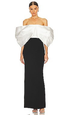 SOLACE London Filippa Maxi Dress in Cream & Black from Revolve.com | Revolve Clothing (Global)