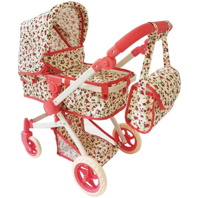 The New York Doll Collection Convertible Combo Baby Doll Stroller Floral | Target