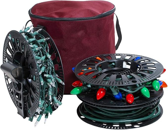 612 Vermont Christmas Light Storage Reel Holder with Installation Clip, Polyester Zip up Bag, Org... | Amazon (US)