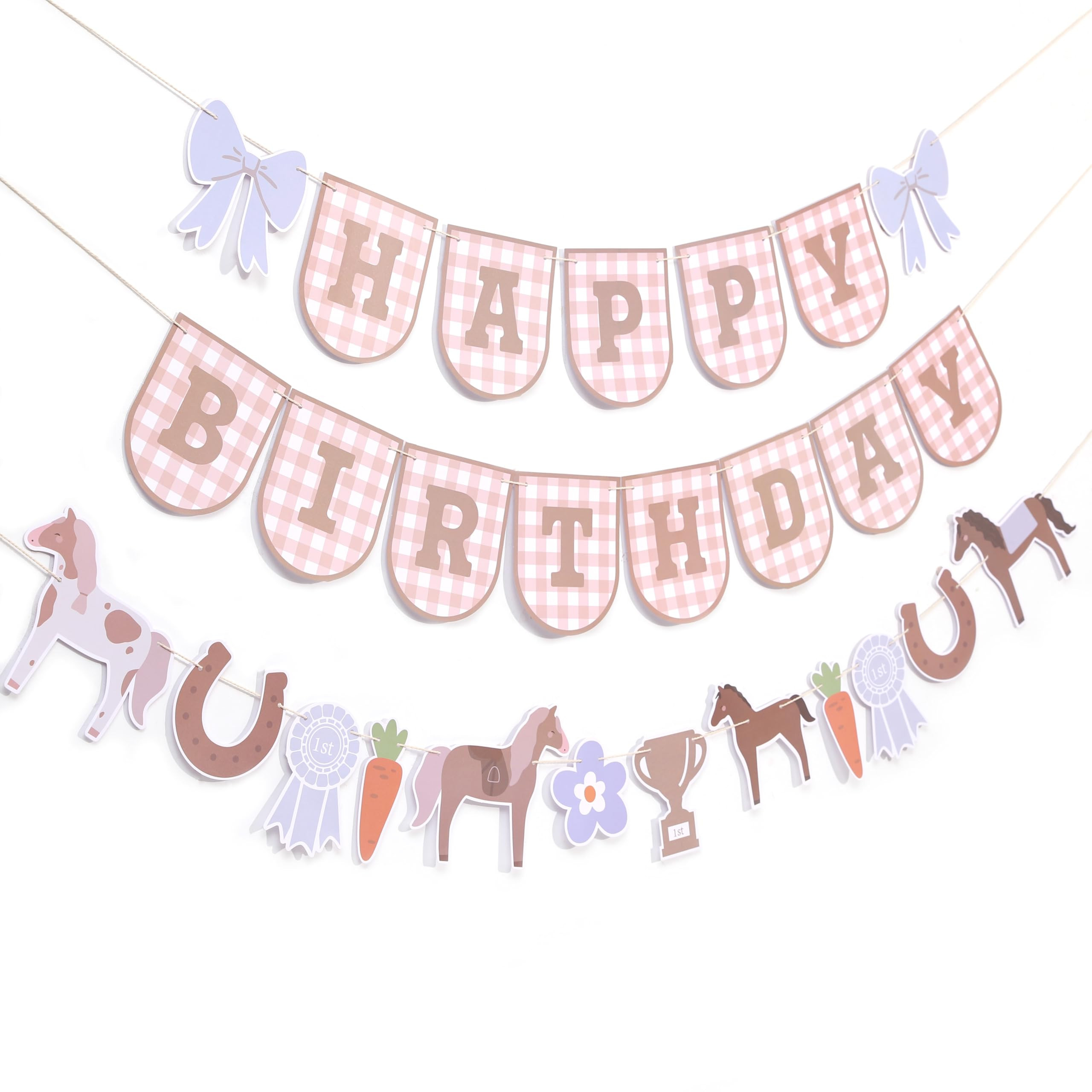 Horse Happy Birthday Banner - Pony Birthday Party Decor for Girls and Boys, Horse Garland with Tr... | Amazon (US)