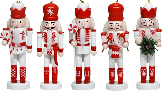 5 PCS Christmas Nutcracker Ornament Set Wooden Nutcrackers Hanging Decoration Nutcracker Figures ... | Amazon (US)
