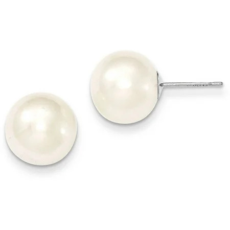 Primal Gold 14 Karat Yellow Gold 11-12mm White Button Freshwater Cultured Pearl Stud Earrings | Walmart (US)