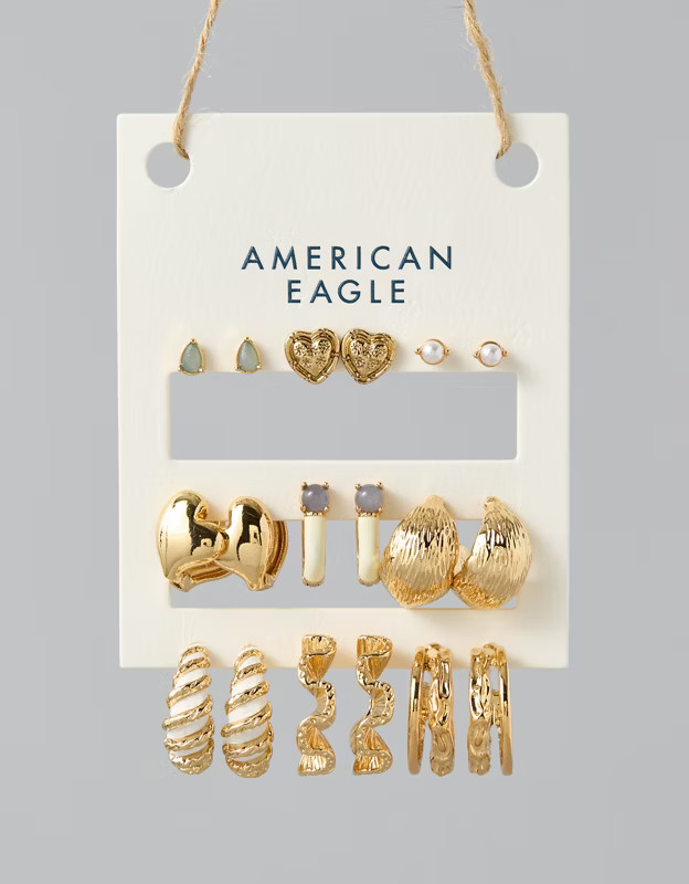 AEO Stud & Hoop Earrings 9-Pack | American Eagle Outfitters (US & CA)