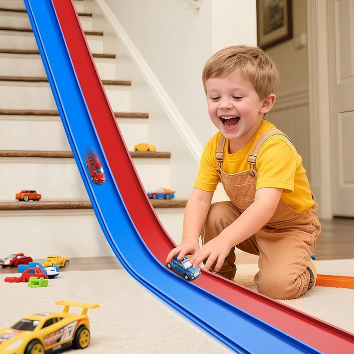 Flex Tracks 15 Ft Starter Set, Flexible Race Track for Kids 3+ with Strong Suction Cups, Flexible... | Amazon (US)