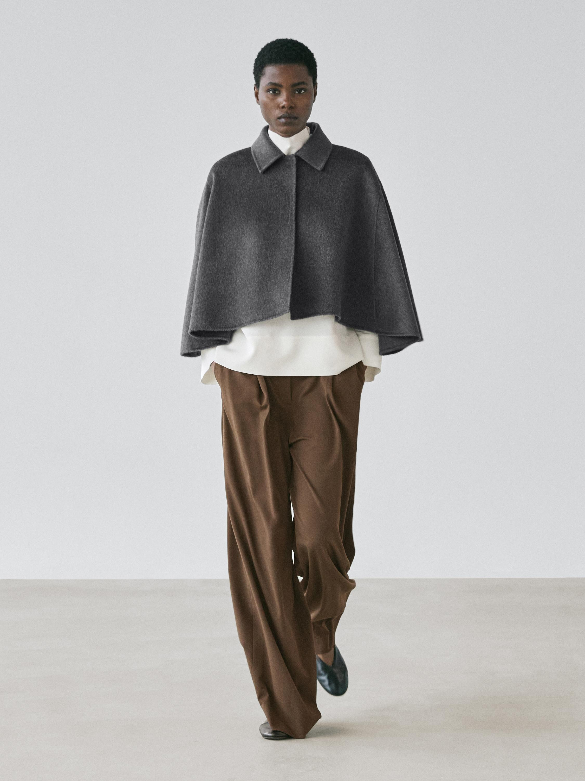 Cape mit Hemdkragen aus Wollgemisch | Massimo Dutti DE
